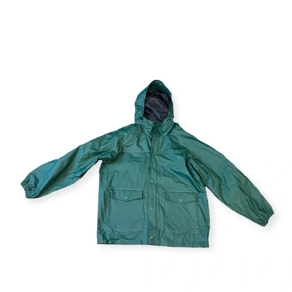 Columbia Men's Large Green Hood Snap Zip‎ Pockets Breathable Waterproof Jacket - Picture 2 of 15